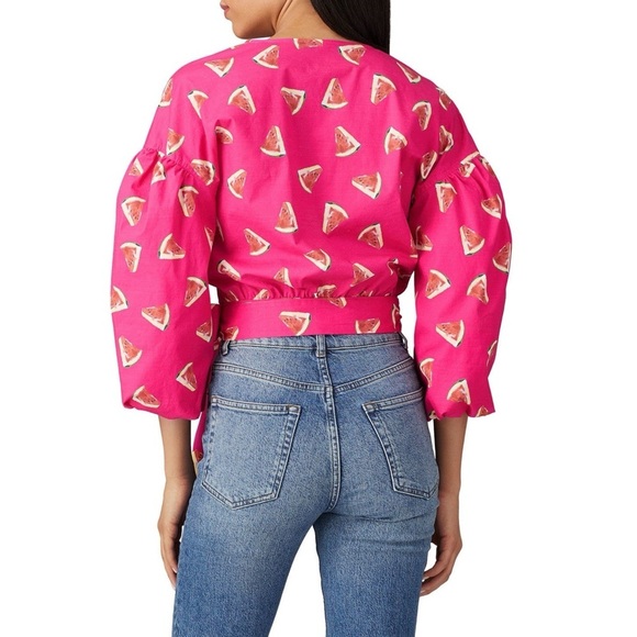 Color Me Courtney Emily Wrap Top Pink Watermelon Designer Blouse Womens Sz XS - Picture 12 of 13